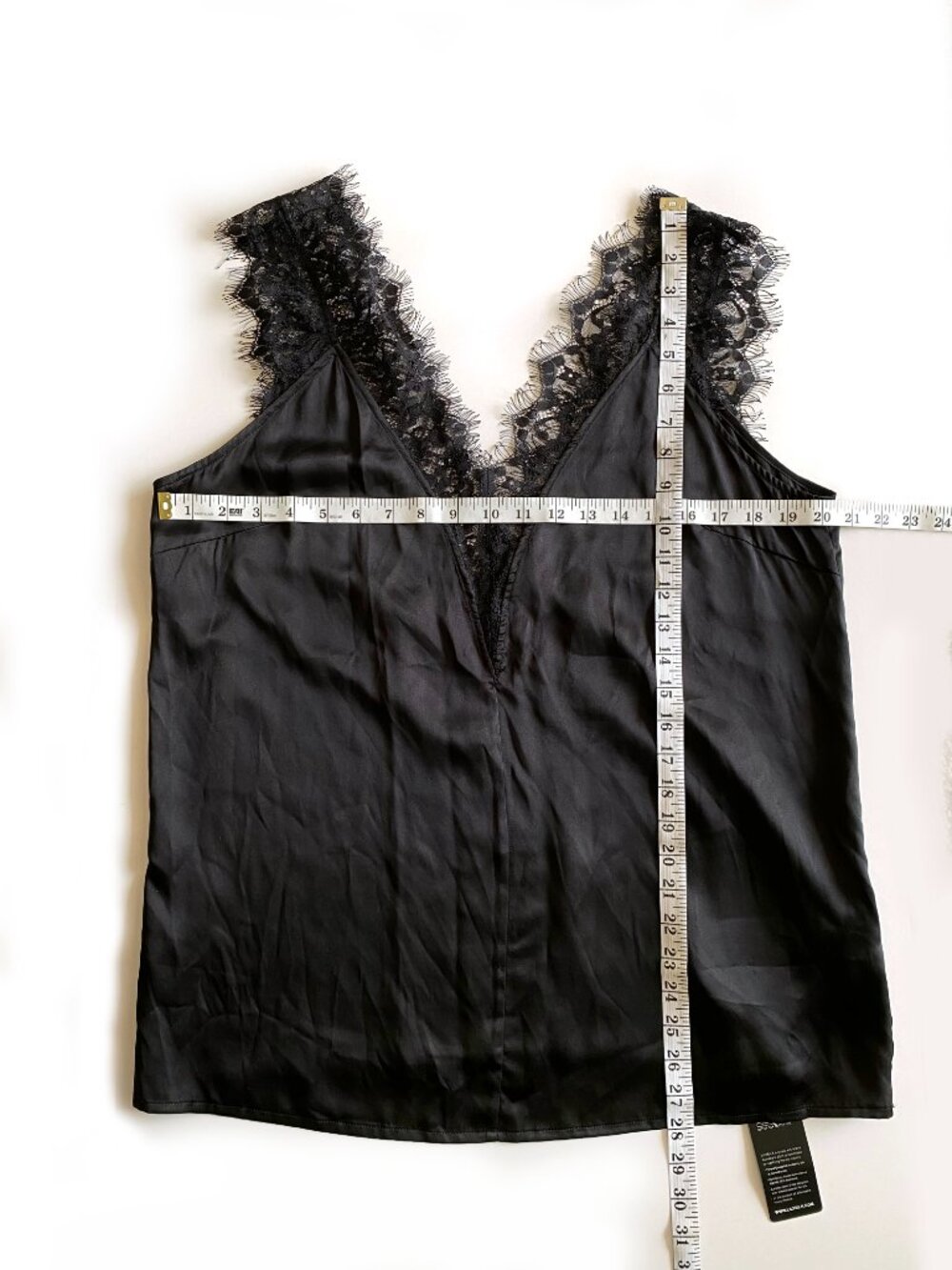 NWT LilySilk 100% Mulberry Silk and Lace V-Neck Black Tank Top Size XXL - Picture 4 of 6